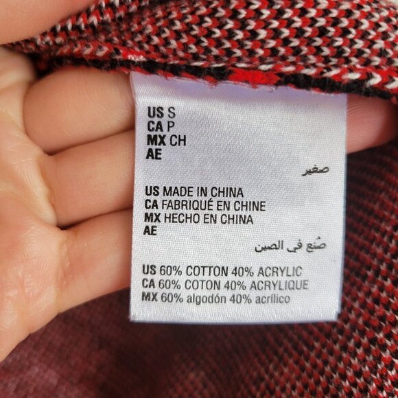 Charter Club Red Black White Plaid Crew Neck Long Sleeve Pullover Sweater Small - Picture 10 of 12